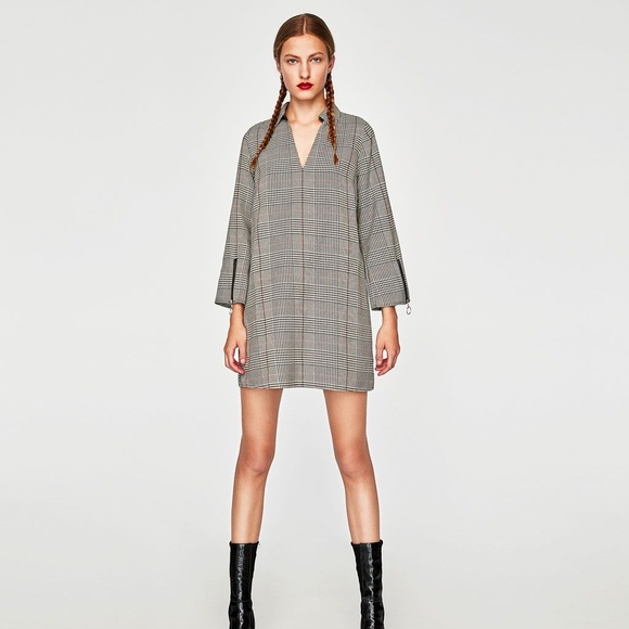 Zara Dresses & Skirts - Zara Checked Dress with Collar